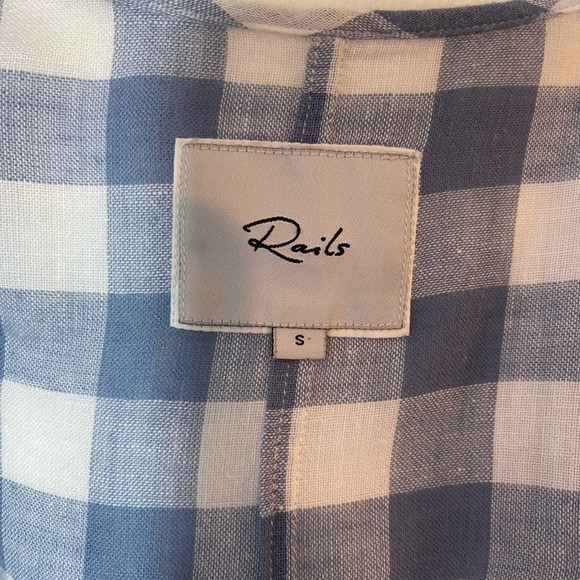 RAILS Athena Crop Wrap Gingham Blouse - blue & white, size small - Picture 13 of 15